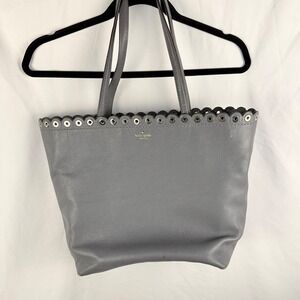 Kate Spade Paloma Pebbled Gray Tote Bag Large Scallop Edge Shoulder Bag Classic‎